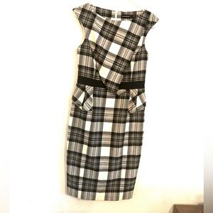 Karen Millen Black and White Plaid Dress Size 6